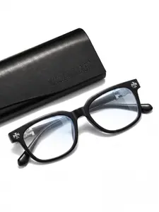 Fashion Square Blue Light Blocking Glasses, Unisex Casual Computer Glasses, Lightweight Comfortable, Includes Leather Case