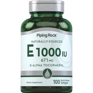 Piping Rock Vitamin E 1000 IU Softgel Capsules | 671mg | 100 Pills | D-Alpha Tocopheryl Supplement | Non-GMO, Gluten Free