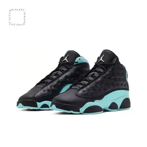 Black and Island Green High-Top Retro Basketball Shoes with Crocodile Leather Upper, Island Green Details