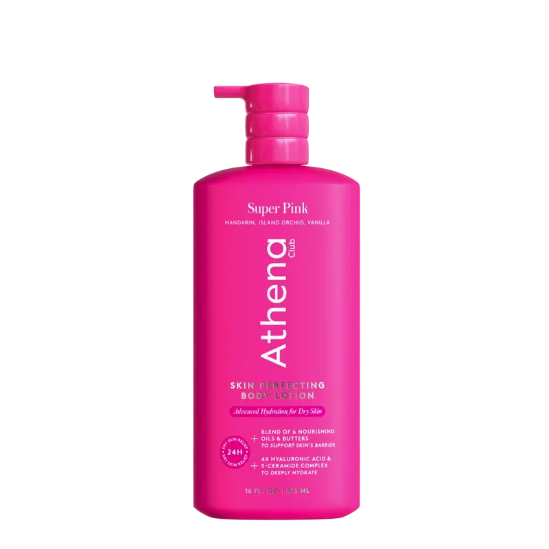 Super Pink - Athena Club Skin Perfecting Body Lotion | 24-Hour Hydration | Fast-Absorbing | Strengthens Skin | Dermatologist Tested