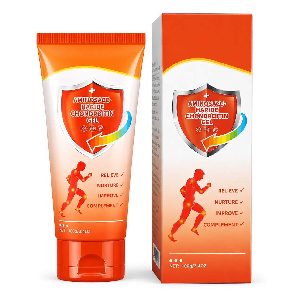 Glucosamine Chondroitin Sulfate MSM Topical Joint Care Gel 100g, Fast Absorb Rub Cream Relieve Knee Elbow Muscle Soreness Nourish Cartilage for Sportsman Elderly Joint Discomfort