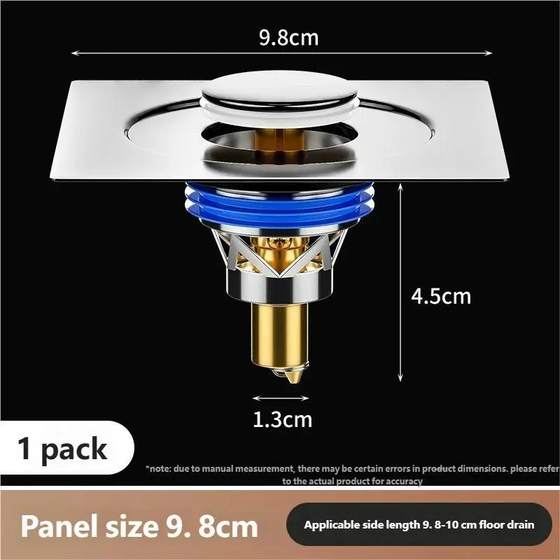 Pop-Up Floor Drain Cover for Bathroom – Anti-Odor & Anti-Backflow Sewer Drain Stopper, Universal Press & Foot Operated Drain Plug for Shower & Sink, Press-Open