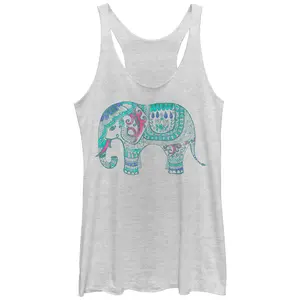 Women's Lost Gods Elephant Tusk Henna Print Racerback Tank Top