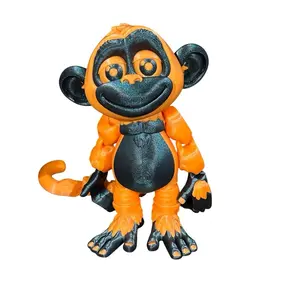 8” Monkey Figurine – Orange & Shimmer Blue | Cute Display Collectible