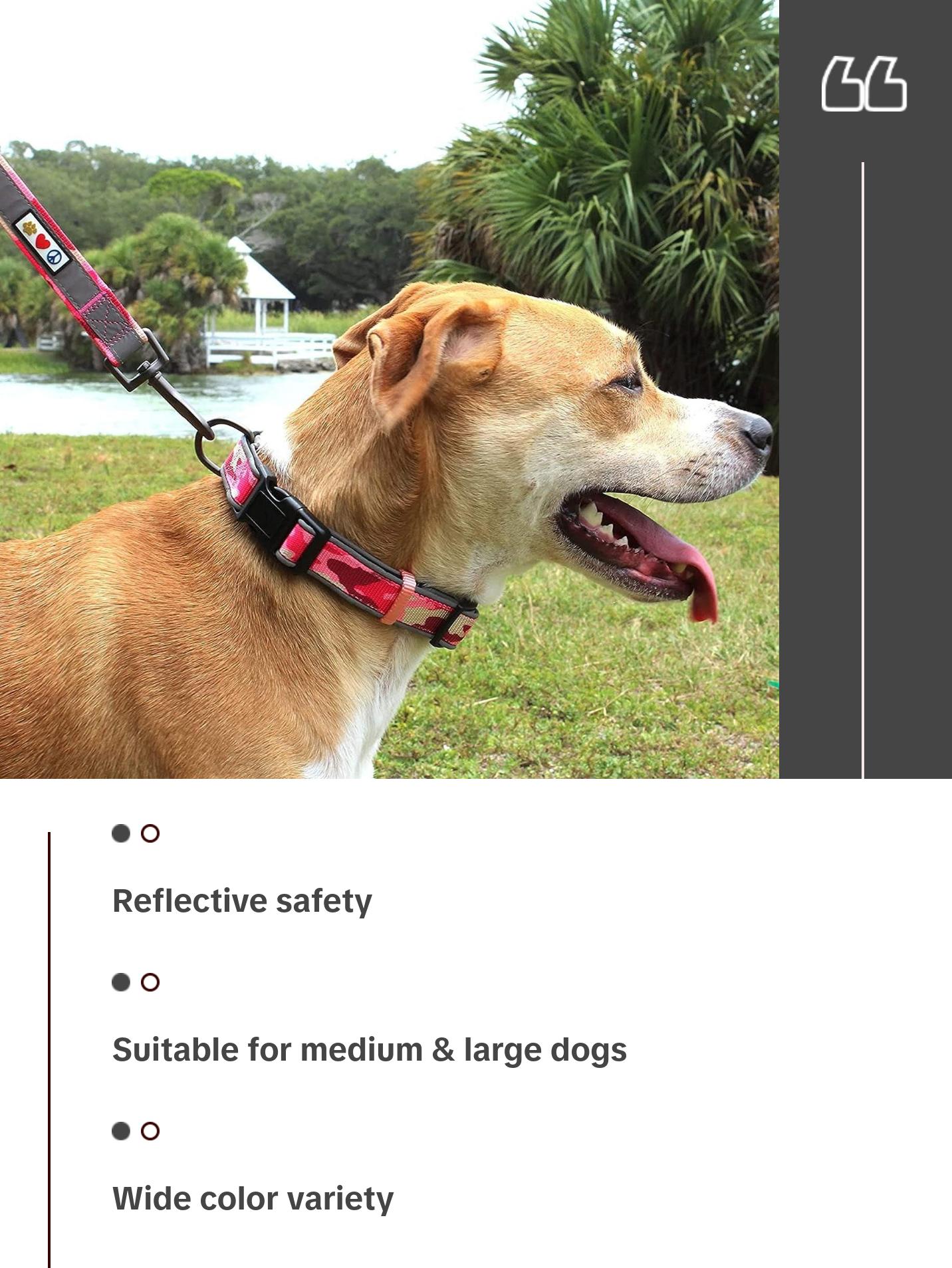 Camouflage Dog Collar Padded Dog Collar Reflective Dog Collar Puppy Collar Training Dog Collar Medium Dog Collar/Large Dog Collar Camo Pink Dog Collar