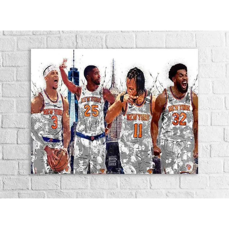 Jalen Brunson, Mikal Bridges, Josh Hart, Karl-Anthony Towns, NY Knicks Museum-Quality Poster, Man Cave, Office or Dorm Room