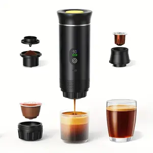 New LED Display Multifunctional Portable Espresso Coffee Maker USB-C Rechargeable 3-in-1 Mini Self-Heating Espresso Machine Compatible with Nespresso & Dolce Gusto Capsules & Ground Coffee Suitable for Car Office Camping RV
