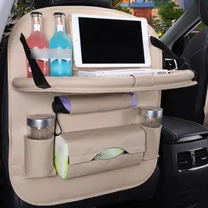 Car Seat Organizer Multi-Pocket Backseat Car Organizer with Tablet Holder, Storage Pockets Fordable PU Leather , Universal fits for Most Car SUV Truck VAN