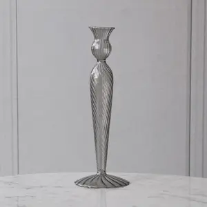 GLASS Cambridge Vienna Large Candlestick Holder (Light Gray)