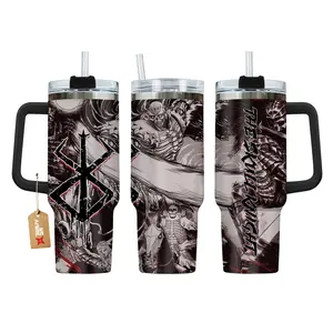 Berserk Anime Manga 20oz - 40oz Tumbler Stainless Steel with Straw Collection Version 1, Double Wall Insulated, With Handle – Perfect Gift for Fans, Gift for your Health