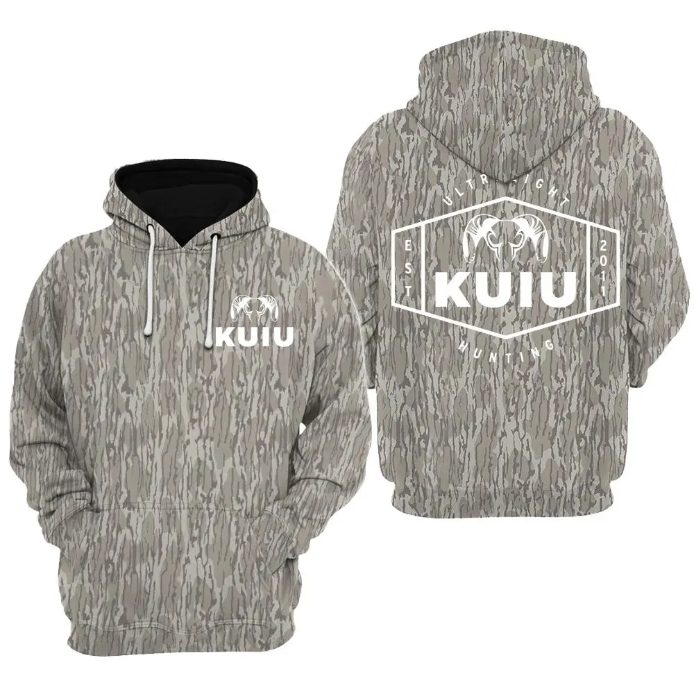 KUIU Ultralight Hunting Hoodie – Perfect Gift for Hunters and Outdoor Enthusiasts Camo Hoodie, Vintage Bottomland Camo Hunting Tee, Outdoor Short Sleeve Shirt, Hunting 3D Tee, Gift For Him, Gift For Dad