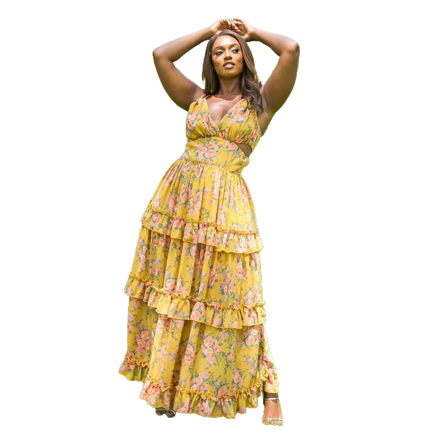 Felicity Floral Cut Out Maxi Sheath Dress - TikTok Shop