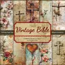 30pcs Vintage Bible Verse Scrapbook Paper, Unique Floral & Cross Patterns Art Collage Craft Paper for Christian Journaling, Planners, Card Making, Origami & Crafting, Scrapbooking Supplies, Diy Craft Paper