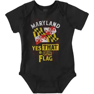 Maryland Yes That's Our Flag MD Pride Baby Romper Boys or Girls
