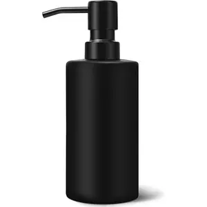 ISUN Black Soap Dispenser, Hand Soap Dispenser for Bathroom, Dish Dispenser for Kitchen, 12 fl oz/350ml Glass Soap Bottle with Stainless Steel Pump, Modern Refillable Liquid Lotion Dispenser