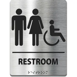 ADA-Compliant Braille Restroom Sign – Modern Business Bathroom Sign 6”x8”