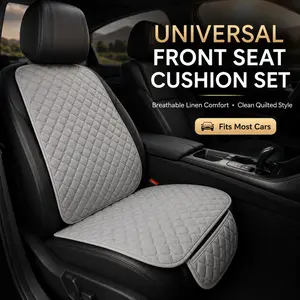 2pcs Linen Front Seat Covers, Breathable Flax Car Seat Protector, Universal Fit for Sedan Suv Truck, Comfortable Automotive Cushion Set
