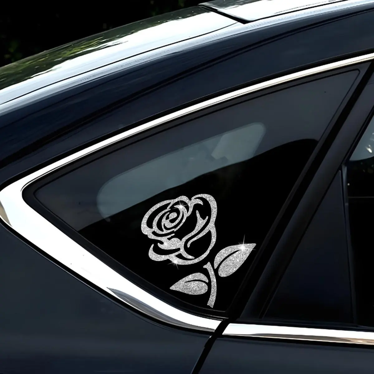 Rose Design Car Sticker, Car Decorative Sticker, Self-adhesive Car Decal, Automobile Decals, High-Gloss Decal for Rear Glass Surface, Car Exterior Accessories, Vehicle Exterior Decoration, Automotive Decoration, Sticker For Cars