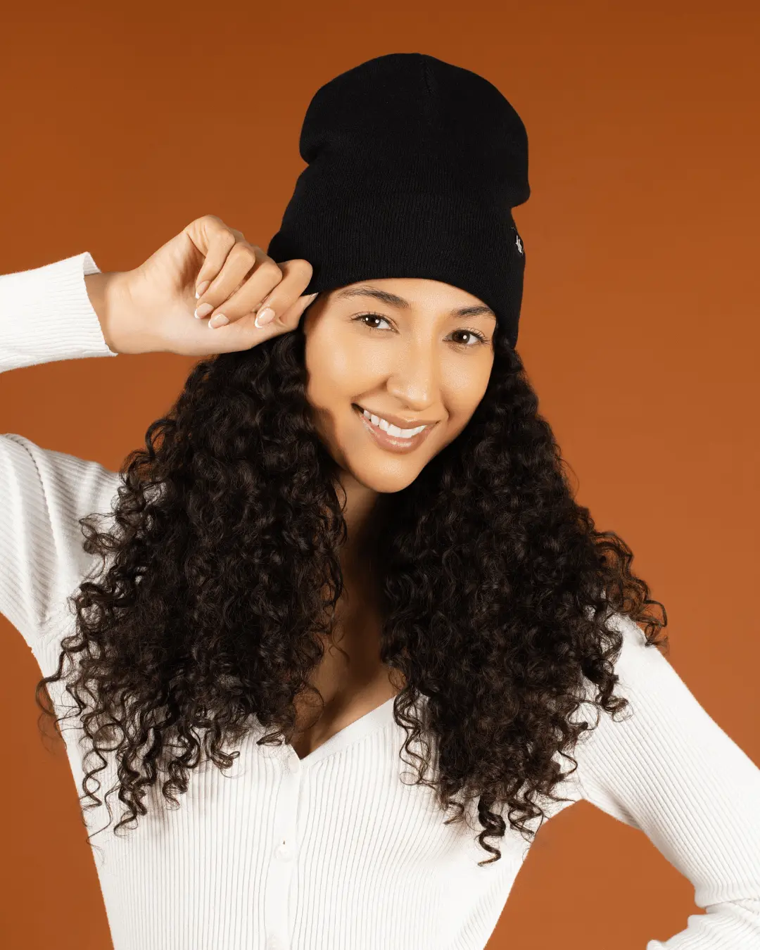 Black Jersey Satin Lined Beanie
