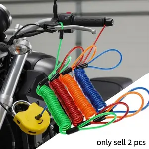 2-Pack Spring Alert Reminder Rope, Anti-Cut Cable Lock, Rust-Resistant Elastic Lock, Bike Motorcycle Scooter Security, Portable Theft Prevention