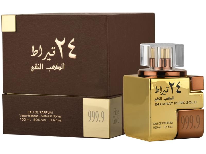 Lattafa 24 Carat Pure Gold for Unisex Eau de Parfum Spray, 3.4 Ounce