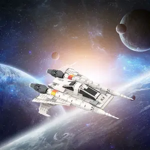 556-Piece Interstellar Fighter Spacecraft Building Block Toy Set, ABS Material, Space Themed Birthday Gift, Holiday Decoration