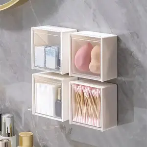 Wall Mounted Storage Box, 4 Counts/set Multipurpose Storage Box, Makeup Tool Storage Box, Home Organizer for Bathroom, Bedroom, Living Room