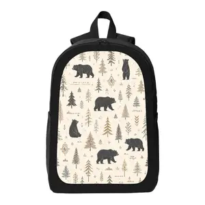 Bear Theme Pattern Backpack Lightweight Casual Backpack with Zip Closure Adjustable Straps, Applicable to for Women and Men