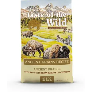 with Ancient Grains, Ancient Prairie Canine Recipe with Roasted Bison and Venison Dry Dog Food, Made with High Protein from Real Meat and Guaranteed Nutrients and Probiotics 28lb