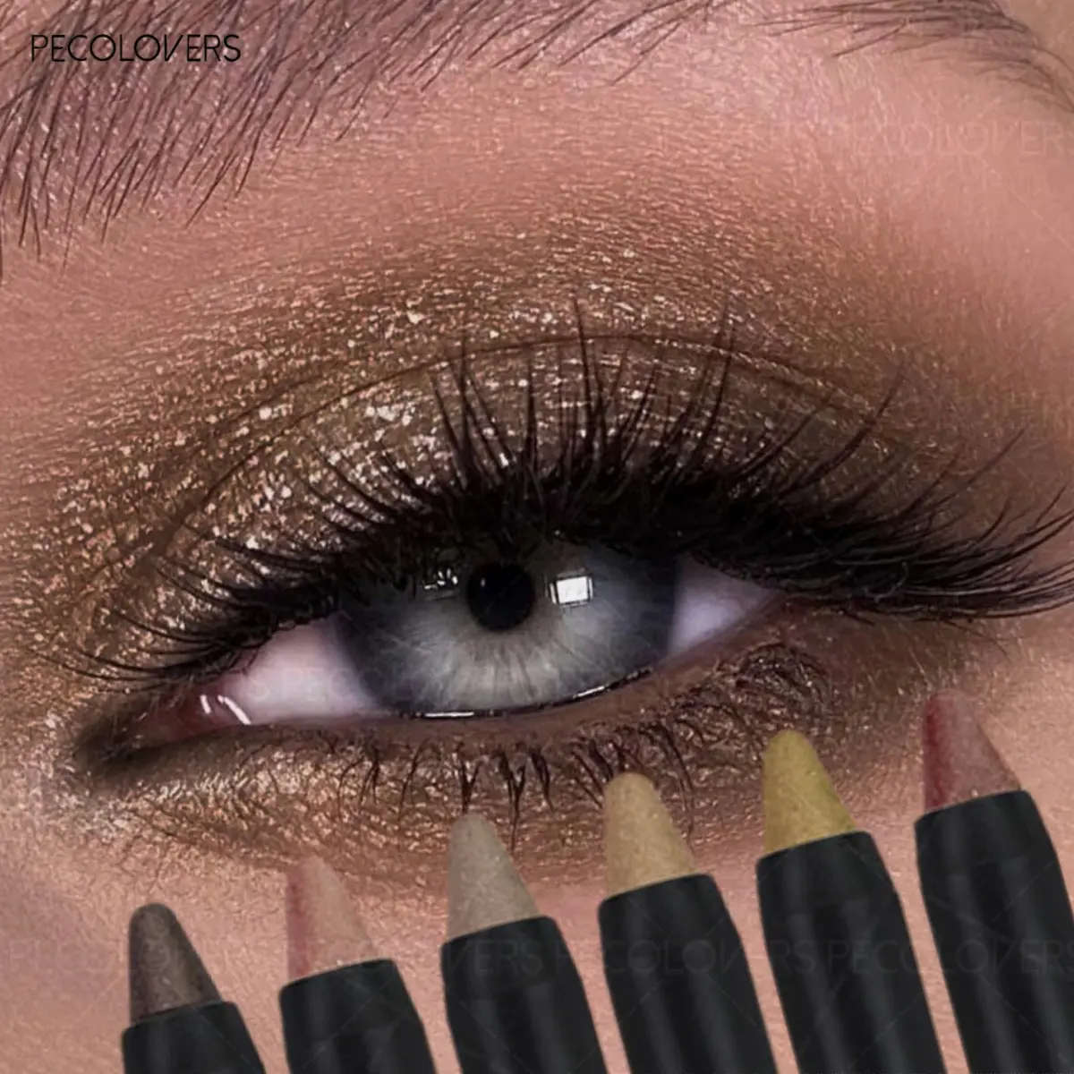6pcs/set 2-in-1 Dual-Ended Eyeshadow & Eyeliner, Shimmer Finish, Natural Glow, Eyeshadow Pencil