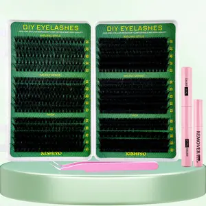 600Pcs DIY Lash Extension Kit, 50D-160D Wispy Fairy Cluster Lashes with Bond and Seal, Remover & Tweezers, D Curl 10-16mm Natural Fluffy Individual Eyelashes Set