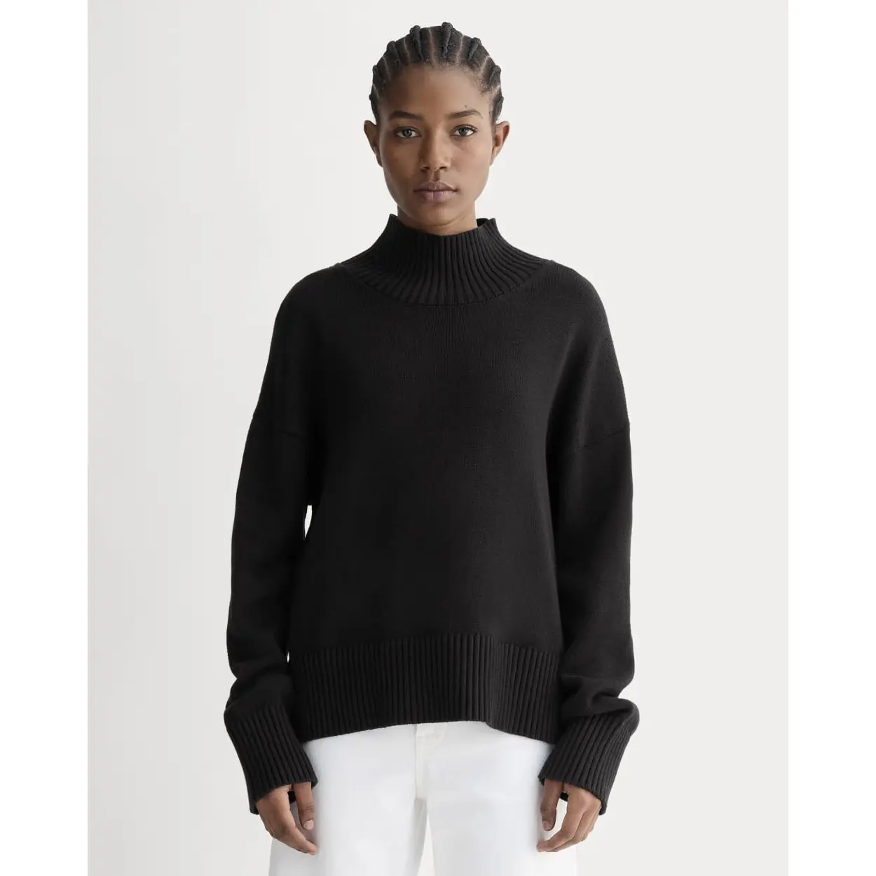 The Boxy Turtleneck in Everyday Cotton | Black