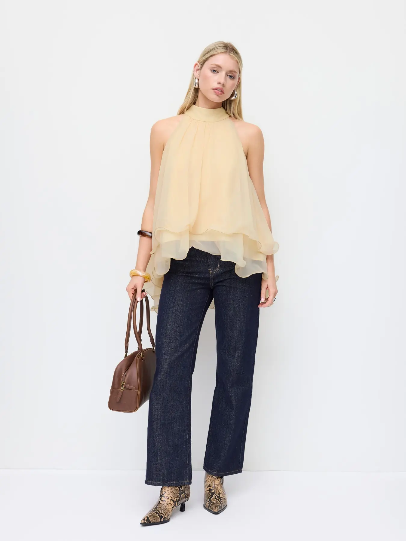Women's Ruffle Sleeveless Fashion Shirt Blouse, Summer Lightweight Casual Top, Beach Tops, Boho Resort Blouse, Perfect for Vacation and Daily Wear, Stylish and Comfortable