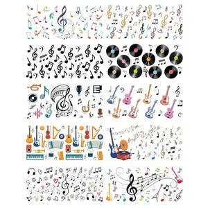 UV DTF Cup Wrap - 10 Sheets Music UV DTF Cup Wraps for 16 OZ Musical Note UVDTF Cup Wraps Guitar UV DTF Wraps Waterproof UV DTF Stickers for Glass Cups Crafts Cup Stickers