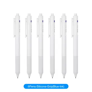 6pcs Gel Pens Quick Dry Black/Blue Ink Minimalist 0.5mm Fine Point Premium Retractable Rolling Ball Smooth Writing for School Supplies Office