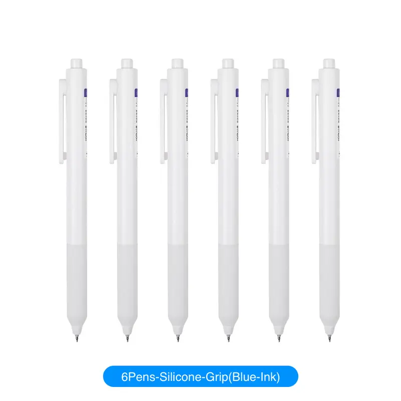 6pcs/8pcs/12pcs Gel Pens Quick Dry Black/Blue Ink Minimalist 0.5mm Fine Point Premium Retractable Rolling Ball Smooth Writing for School Supplies Office