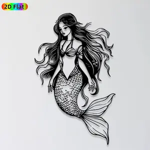 1pc Mermaid Metal Wall Art,Mermaid Statue Mural, Ideal Gift for New Year, Christmas, Mermaid Decor Enthusiasts, Rust-Resistant Metal Wall Decor Wall Sculptures, Perfect for Bedroom Wall & Garden Fence, Charming Underwater-Themed Home Decor