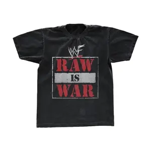VINTAGE WWF 'RAW IS WAR' BLACK T-SHIRT Menswear Top