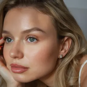 Dot Studs · White & Tan Half · Medium