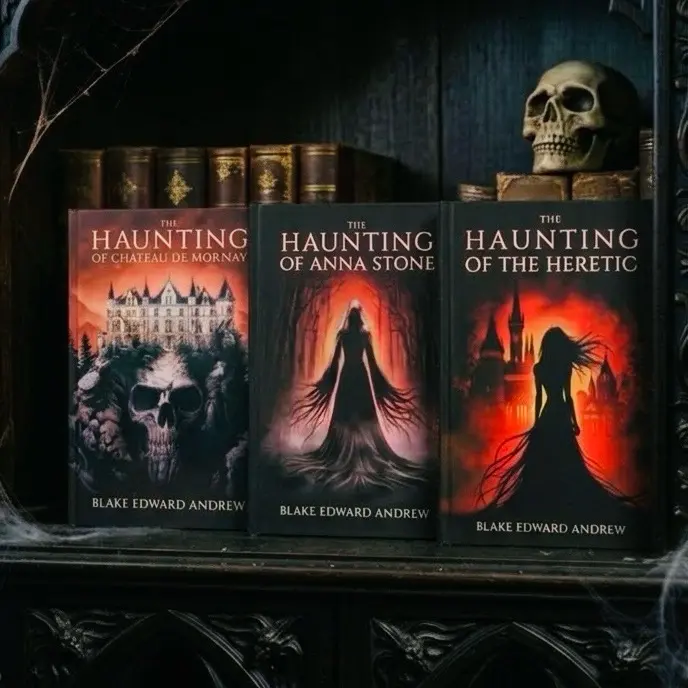NEW! Complete Trilogy 3 Book Bundle The Haunting of Chateau de Mornay, Anna Stone, & Heretic Paperbacks Signed by Author Gothic Horror Romance Dark Fantasy Trilogy