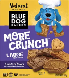 Blue Dog Bakery Natural Dog Treats, More Crunch Large, Assorted Flavors, 18oz Box, 1 Box