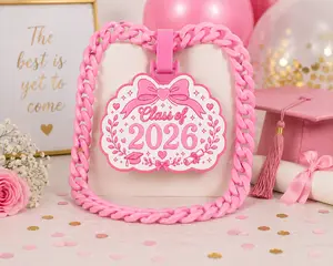 Class of 2026 Pink Hype Chain  Graduation Day Statement Necklace
