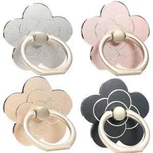 4 count Cell Phone Ring Holder Flower,360 Rotate and 180?Angle Adjustable Metal Finger Ring Socket Grip Kickstand for Smartphones