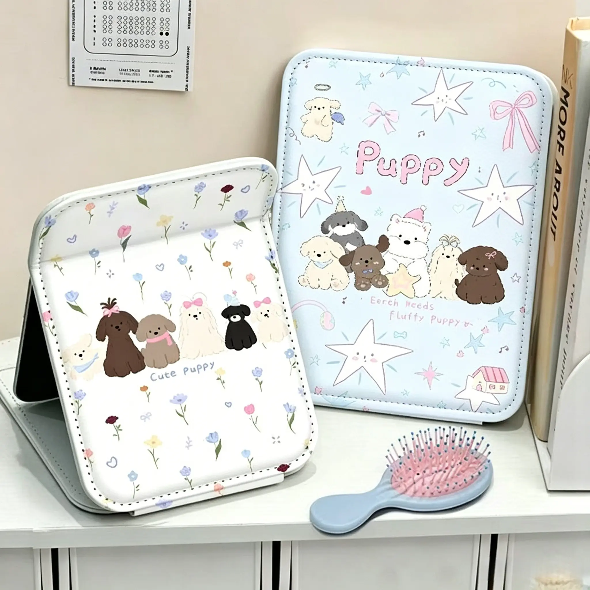 1pc Cute Dog Pattern Thickened Makeup Mirror, Drop-proof Portable High-definition Vanity Mirror, Suitable for Home and Outdoor Use