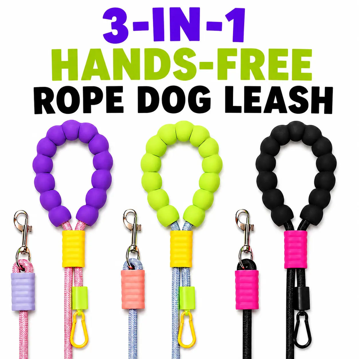 3-in-1 Hands-Free Dog Leash, Adjustable Crossbody & Waist Rope Leash with Soft Cloud Bubble Handle for Small & Medium Dogs harness universal, durable dog leash