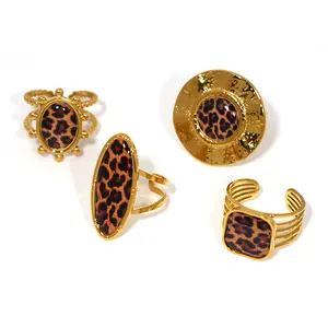 luck jewelry Leopard Print Open Ring for Women|18K Gold Stainless Steel|Bold Statement Jewelry|Adjustable Fit