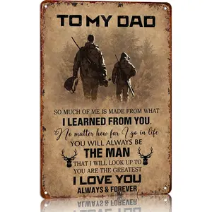 To My Dad Rustic Metal Wall Sign, 8x12 in Sentimental Father Gift Plaque, Outdoor Home Decor for Garage Cabin Father’s Day