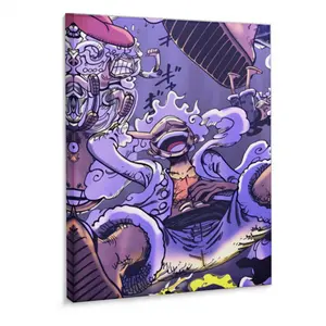 1pc Frameless Anime Pirates Piece Canvas Wall Art Poster - 12"x18" Vibrant Dynamic Pirate Scene Art Print, Detailed Illustration Home Decor for Living Room, Bedroom, Bar Decoration, Action Pose Artwork, Vivid Color Print,