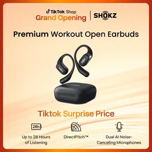 SHOKZ OpenFit - Open-Ear Wireless Bluetooth Headphones with Microphone, Sweat Resistant, Fast Charging,28HRS Playtime,Compatible with iPhone & Android