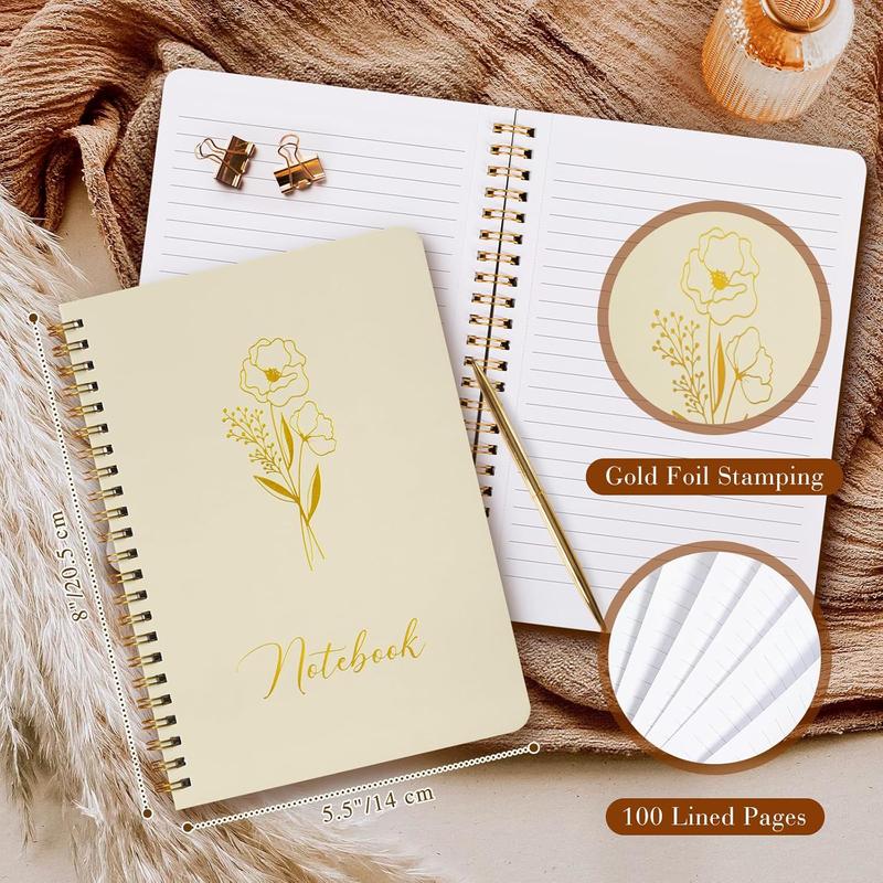 Aesthetic Spiral Notebook Set 3, 6 x 8 Pastel Notebook with Pocket 3, A5 Small Tear Out Lined Page Cute College Ruled Journal for Note Taking Writing for Women Man School Office Work
